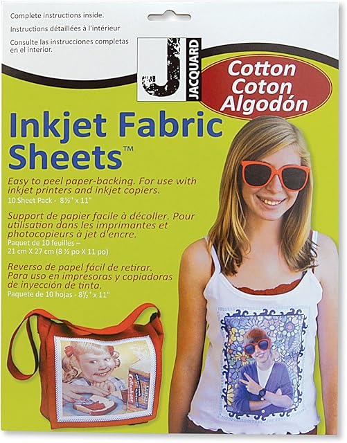 Jacquard Products 8.5 x 11-inch 100 Percent Cotton Percale Ink Jet Fabric Sheets, Pack of 10