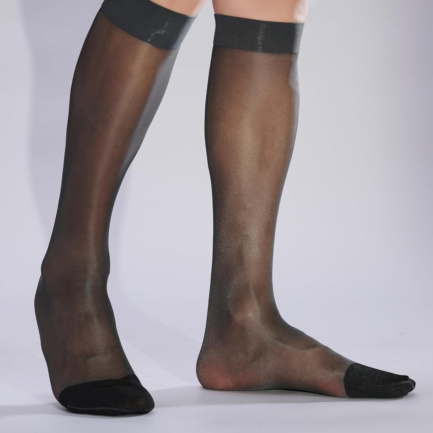 Unisex Knee High Stockings: Core-Spun Yarn Elastic Pantyhose with Reinforced Toe, Opaque Sheer Legwear for Daily & Events