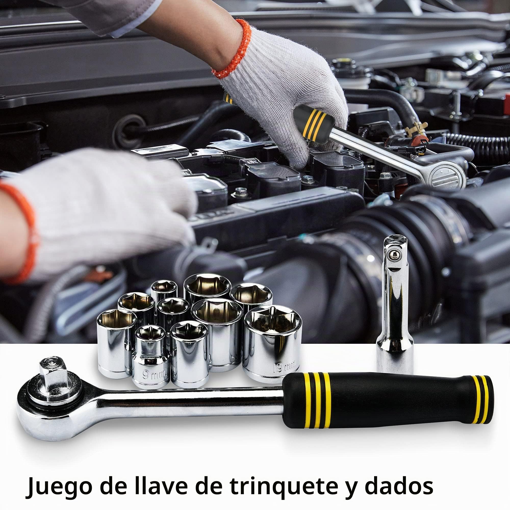 DOWELL Kit de Herramientas Mecánicas y Manuales de 61 Piezas Con Caja de Plástico