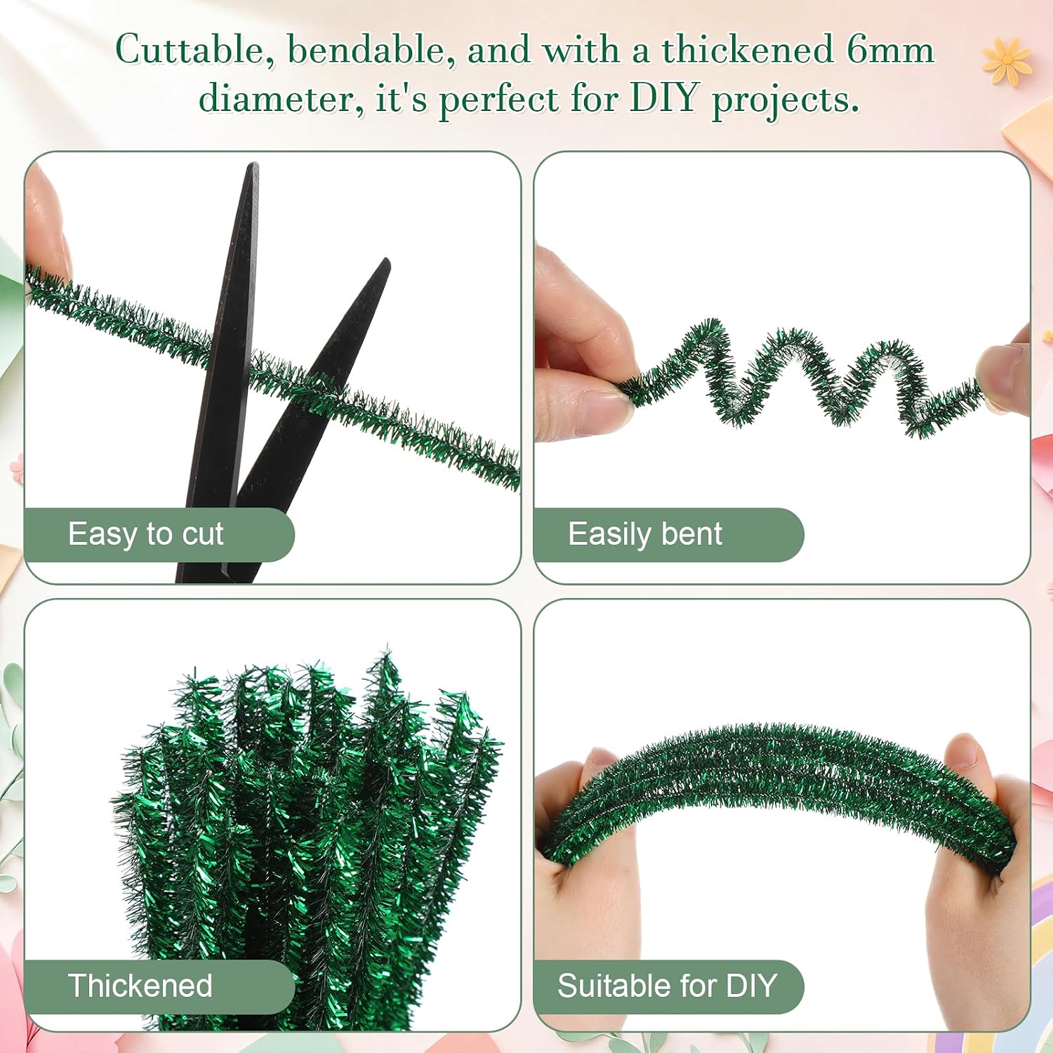 Outus 540 Pipe Cleaners Chenille Stems Flowers Kit 12 Inch, Metallic