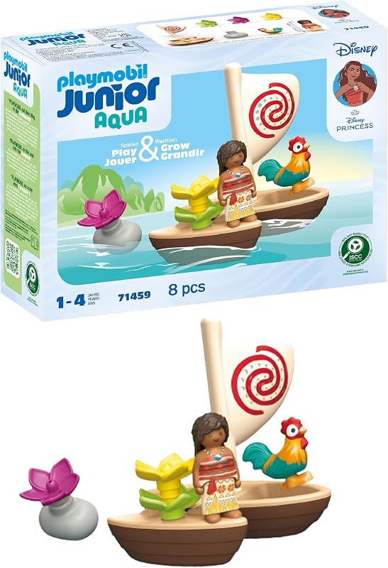 PLAYMOBIL Junior Disney Vaianas Catamaran Sustainable Toy Made of Bio-Based Plastics for Children from 1 Year 71459