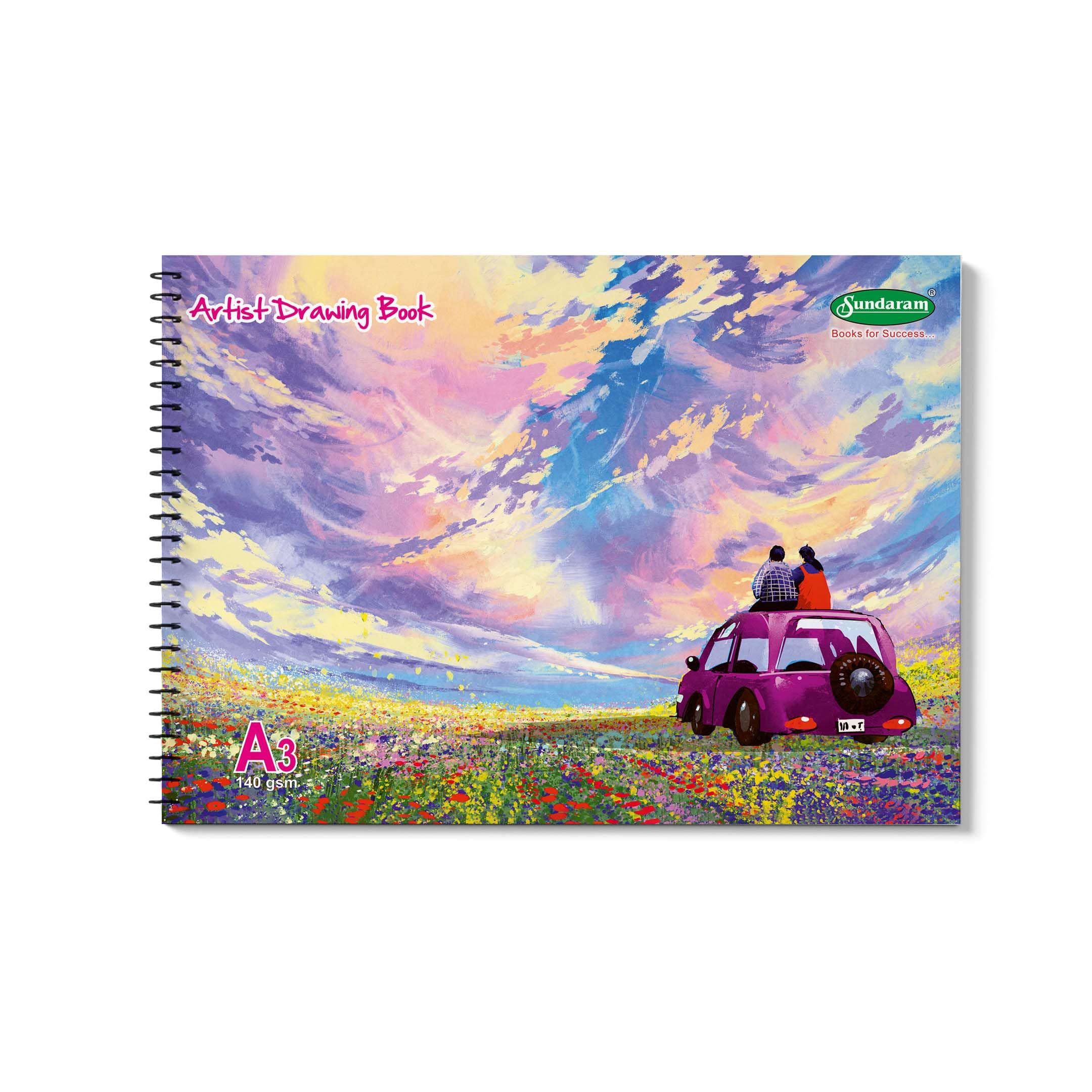 Sundaram | A3 Artist Drawing Book | 100 Pages | 42 x 29.5 Cm | Top Spiral-Bound Drawing Book for Artists | Superior Binding Strength | 140 GSM | Colors and Designs May Vary | Pack of 3 (B0DB28MFRF) Amazon Price History, Amazon Price Tracker