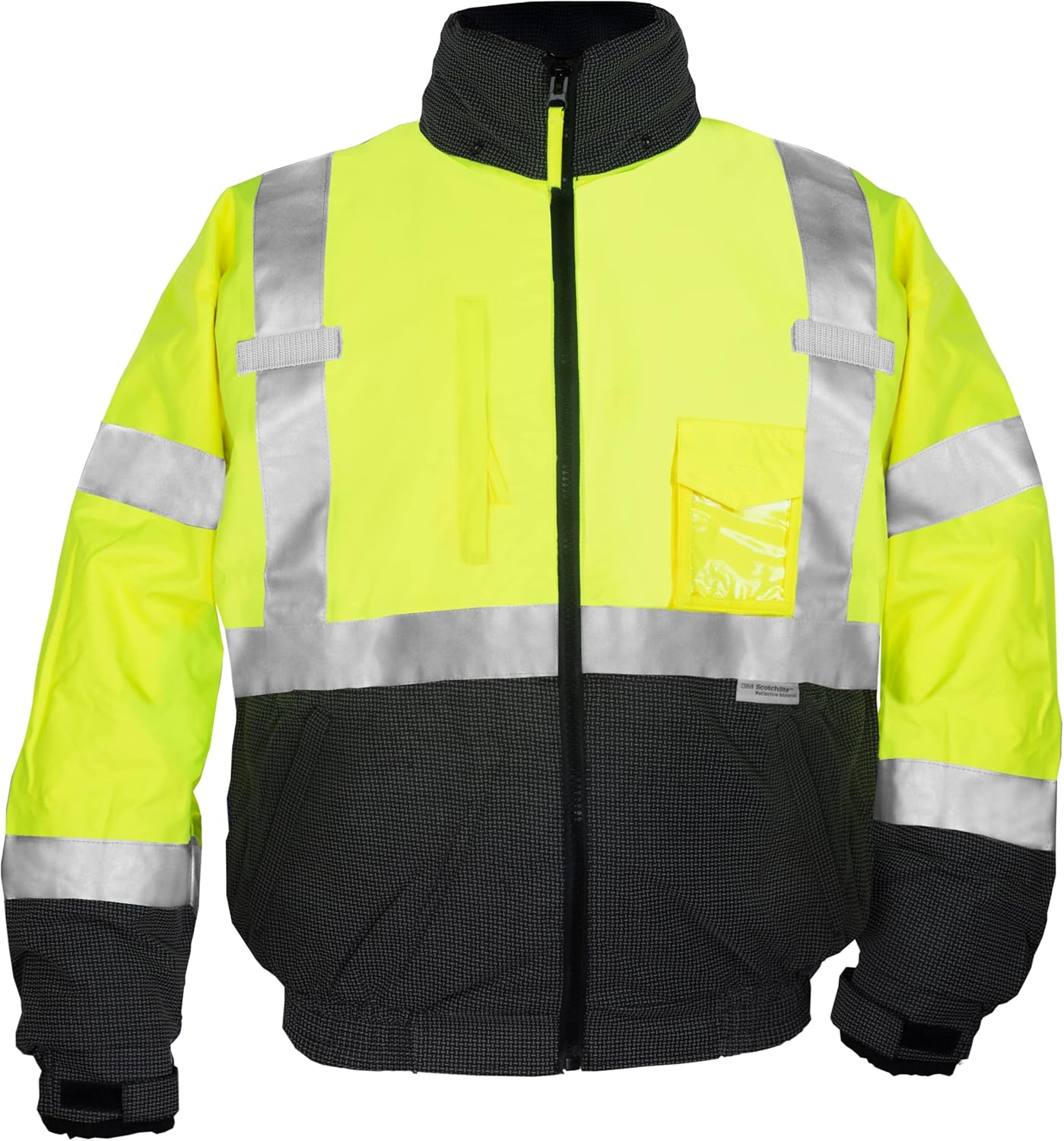 Ironwear 6405 Hi-Visibility Premium Bomber Jacket with Rollaway Hood and Reflective Fabric | ANSI Class 3
