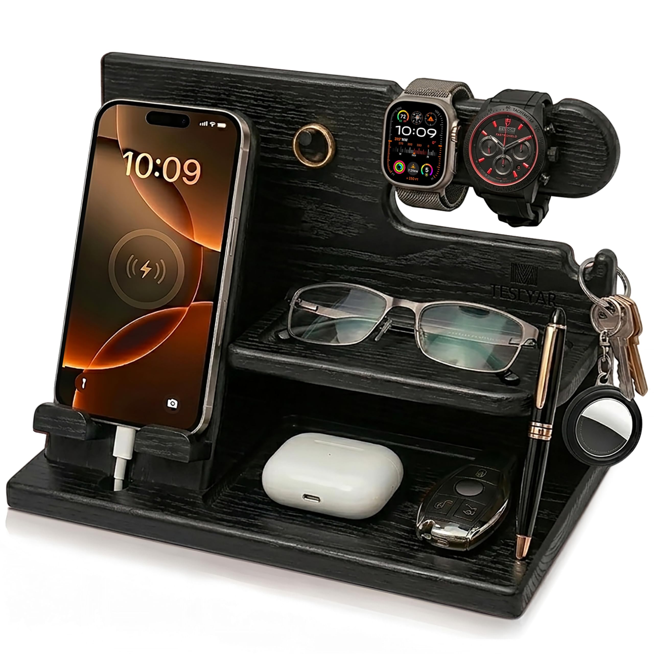 TESLYAR Wood Phone Docking Station