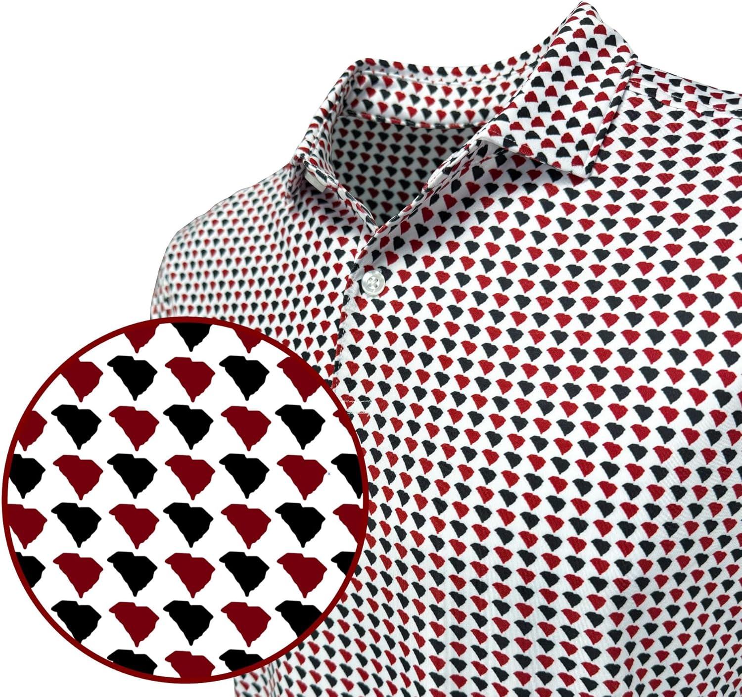 State Print Golf Shirt for Men – Men’s University Polo Moisture Wicking Dry Fit Performance Short Sleeve Regular Fit