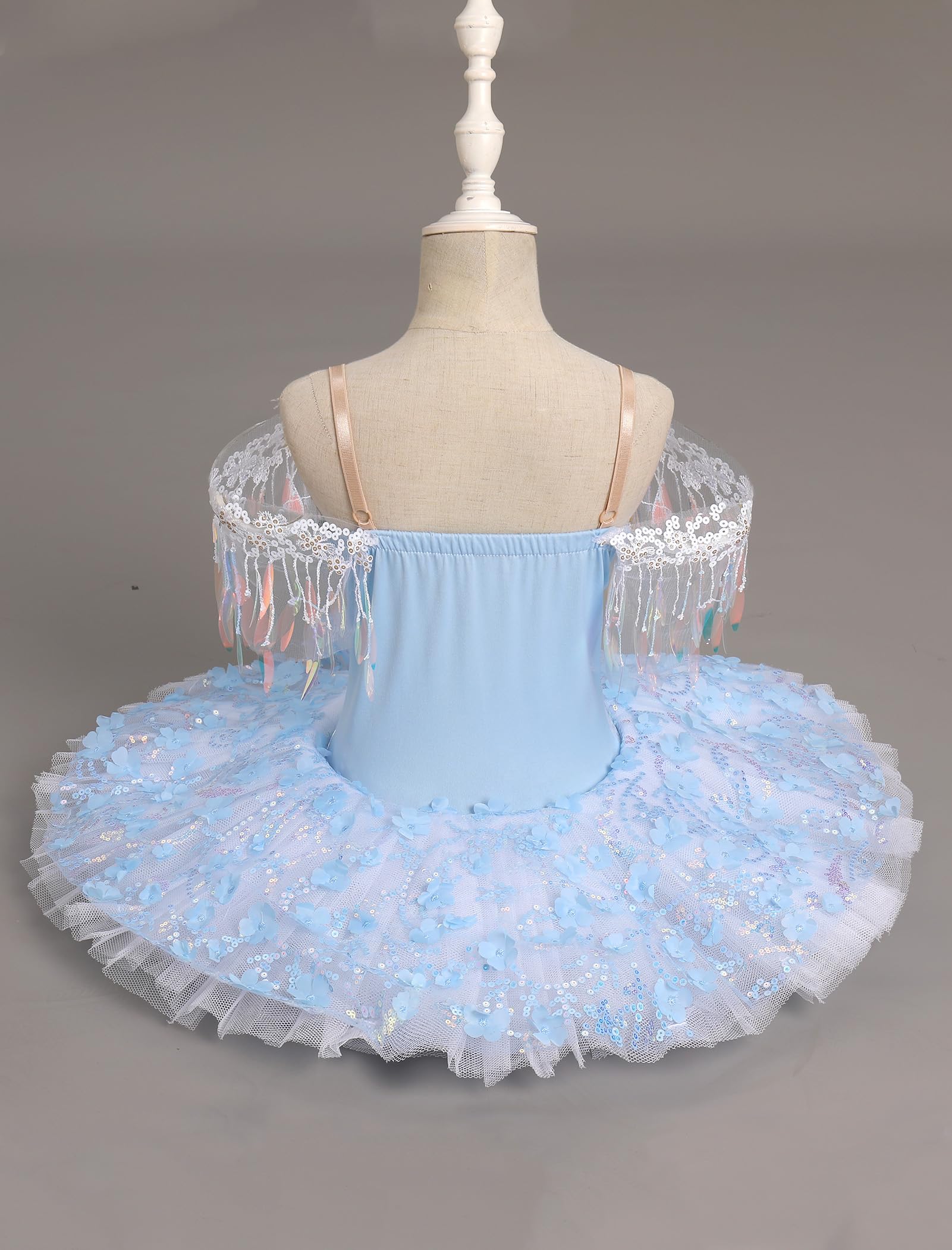 Vêtements de ballet filles 3-14 ans pour la danse : tulle à paillettes robe de ballet avec bretelles réglables - robe de danse pour enfants pour ballet, patinage artistique