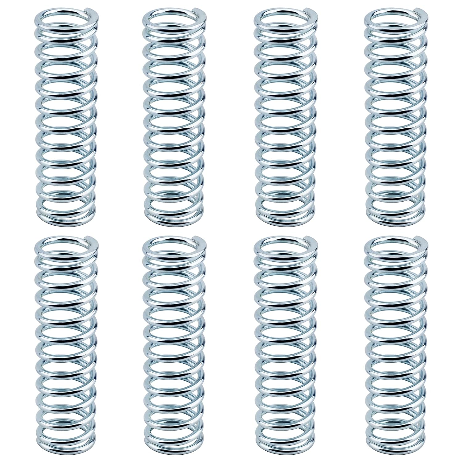 9731 Compression Spring – 7/8" x 3" – 8-Pack | Nickel-Plated Spring Steel, 0.105" Wire Diameter, 7/8" OD x 3" Length for Industrial Use