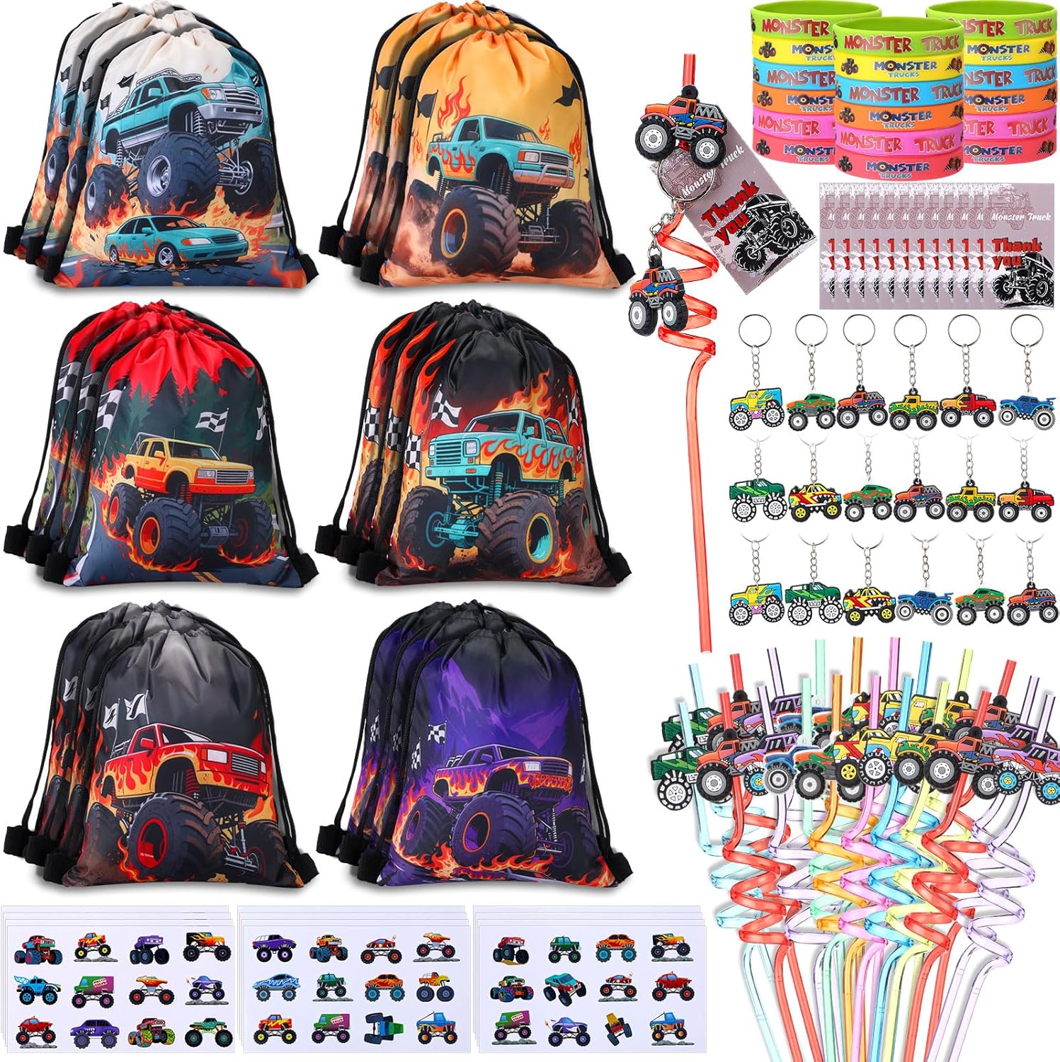 LemonRoad 109 Pcs Spider Party Favors Set Birthday Supplies Includes Drawstring Bags Keychains Bracelets Stickers Straws Tags for Spider Theme Party