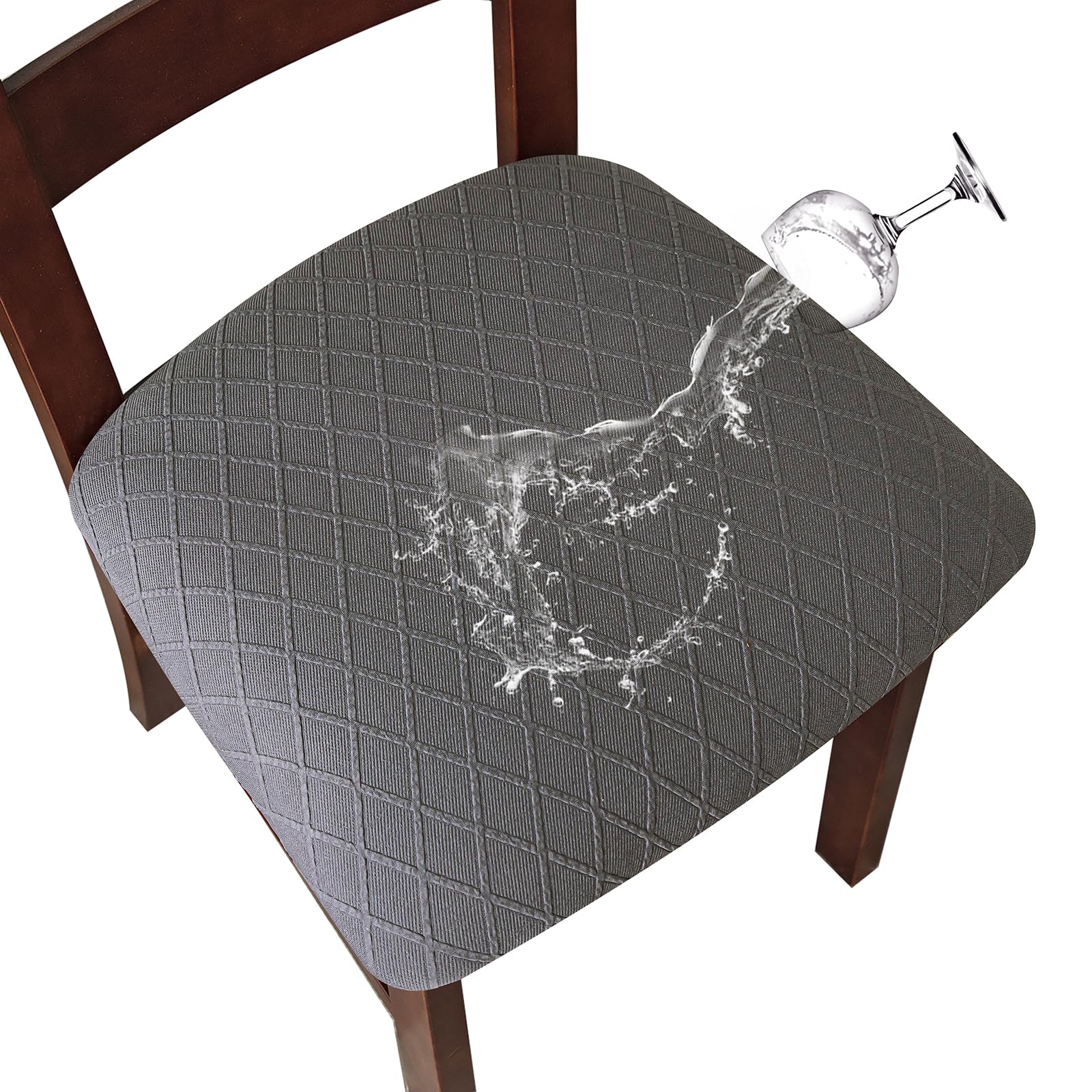 Genina Waterproof Seat Covers for Dining Room Chairs Covers Dining Chair Cover Kitchen Chair Covers (Dark Gray, 6 Pcs)