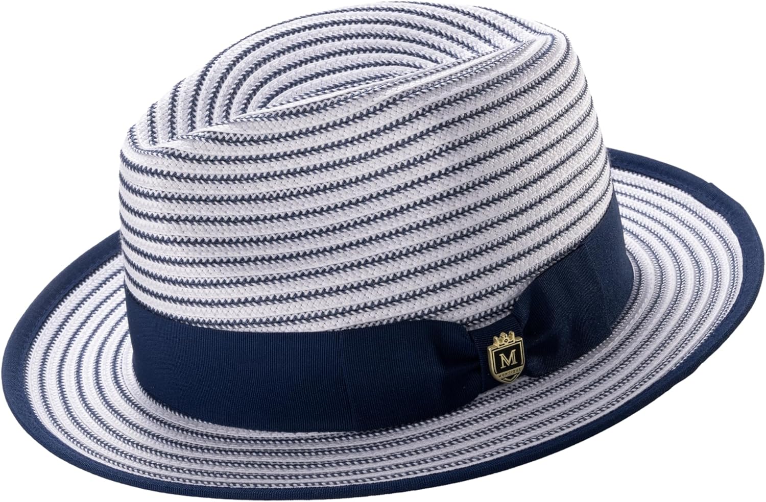 MONTIQUE Striped Fedora Hat with Ribbon Band | Stylish & Elegant Classic Design Fedora Hats for Modern Touch | H-90