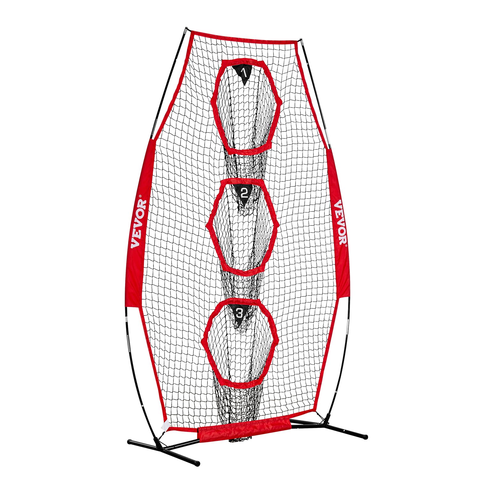 VEVOR Red de Lanzamiento para Entrenador de Fútbol, 168 x 77 x 245 cm, 3 Bolsillos, Rojo