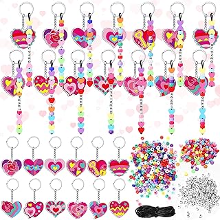 Tondiamo 36 Set Valentine's Heart Keychain Making Craft Kits DIY Adjusta...