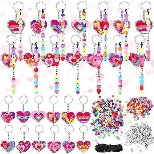 Tondiamo 36 Set Valentine's Heart Keychain Making Craft Kits DIY