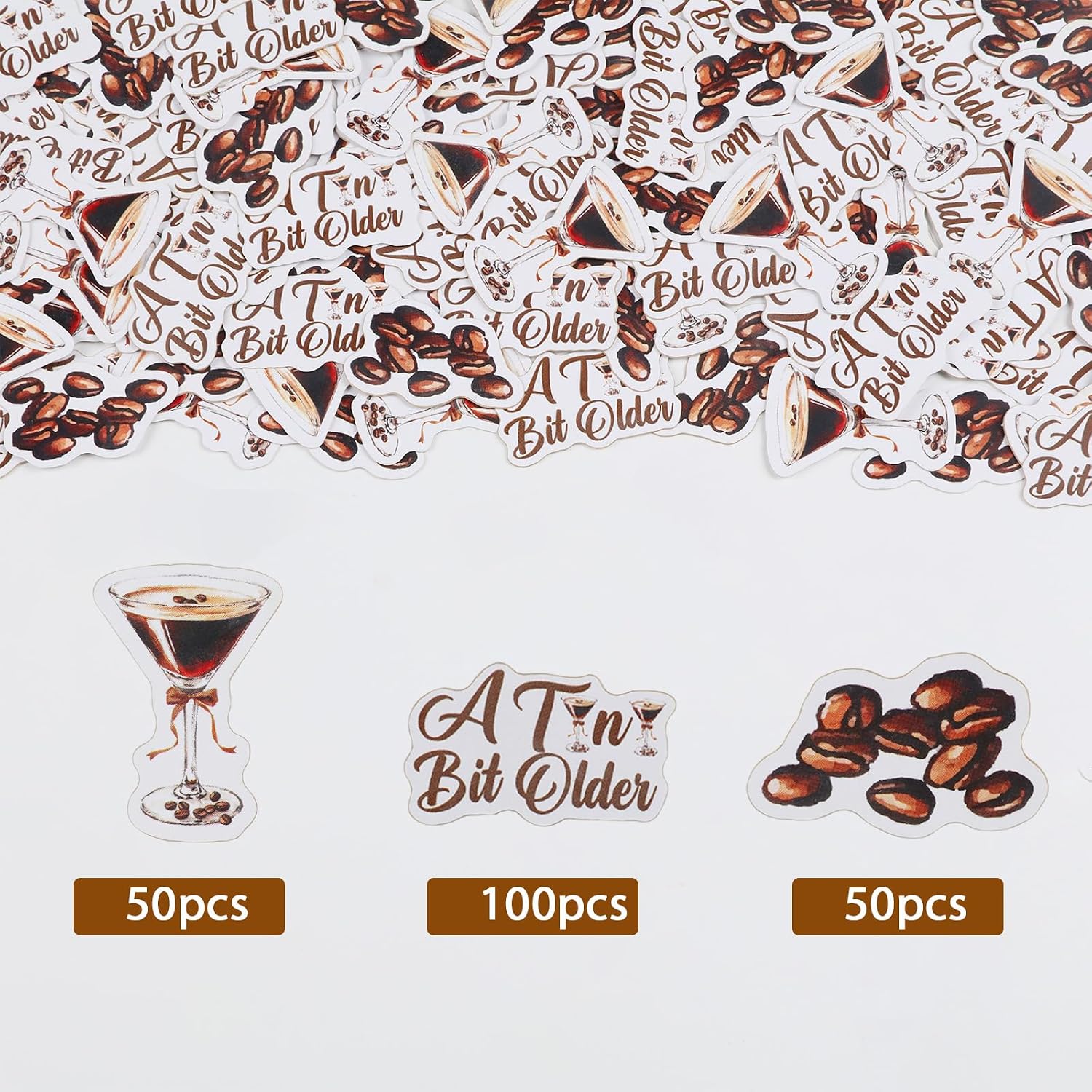 200pcs Espresso Martini Birthday Party Decorations A Tiny Bit Older Confetti Double-Sided Printing Table Decor Scatters for A Tiny Bit Older Birthday Espresso Martini Cocktail Party Supplies