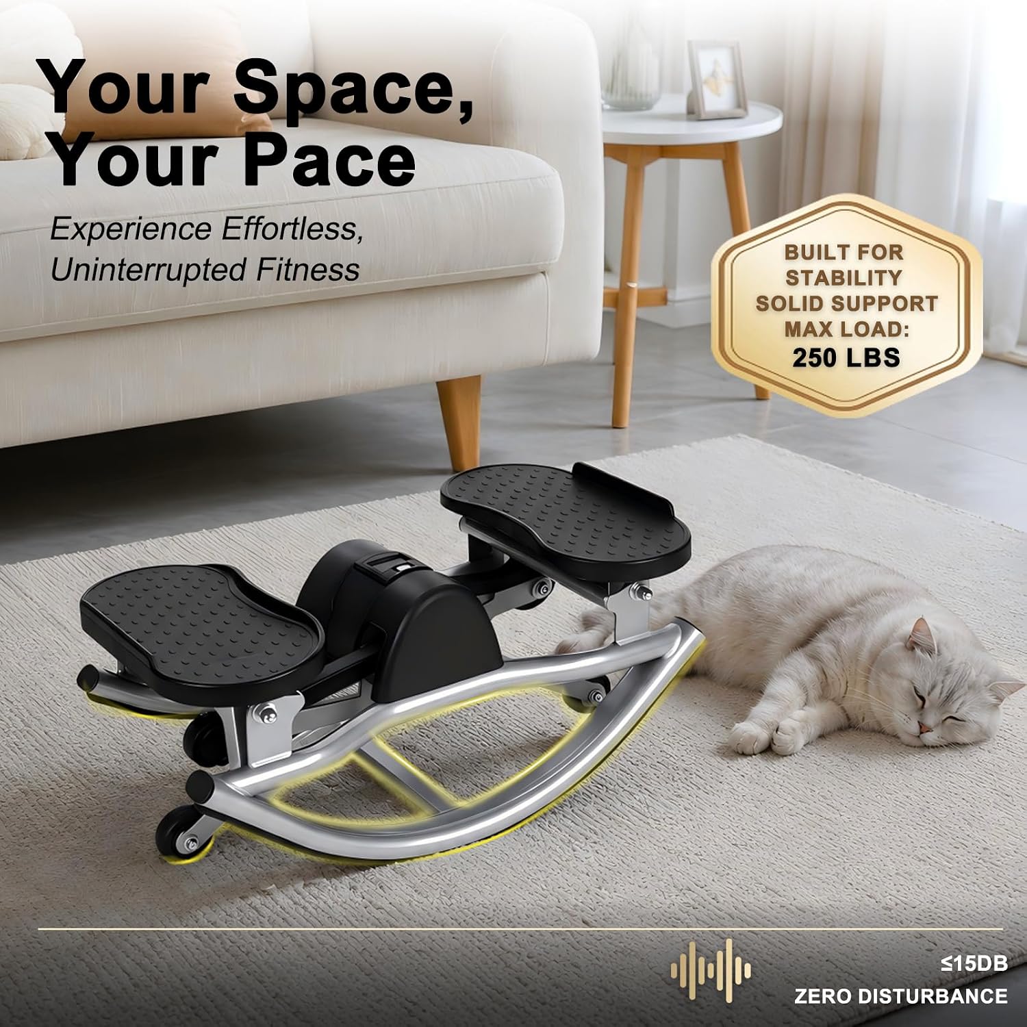 Rock Stepper,Rocking Steppers for Exercise at Home,Side Stepper | Side to Side Stepper Machine With Resistance Bands & Anti-Slip Mat for workout Full Body,low-impact for knee,330LBS Capacity