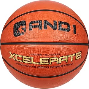 AND1 Xcelerate Rubber Basketball: Official Regulation Size 7 (29.5”) Streetball, Made for Indoor/Outdoor Games