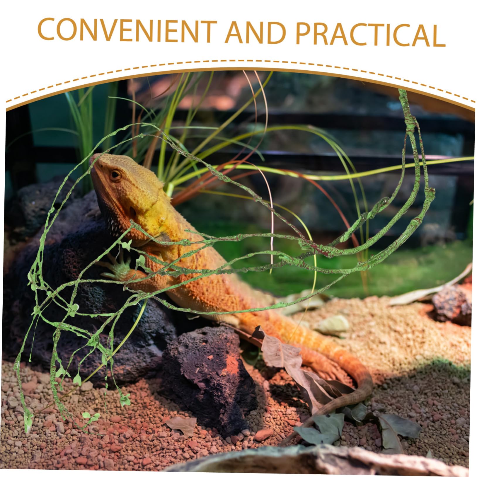 BESPORTBLE Enredadera para Terrario Decorativa para Reptiles Enredadera Paisajística de Resina Resistente al Desgaste Decoración Vid para Anfibios Trepando en Hábitats Interiores