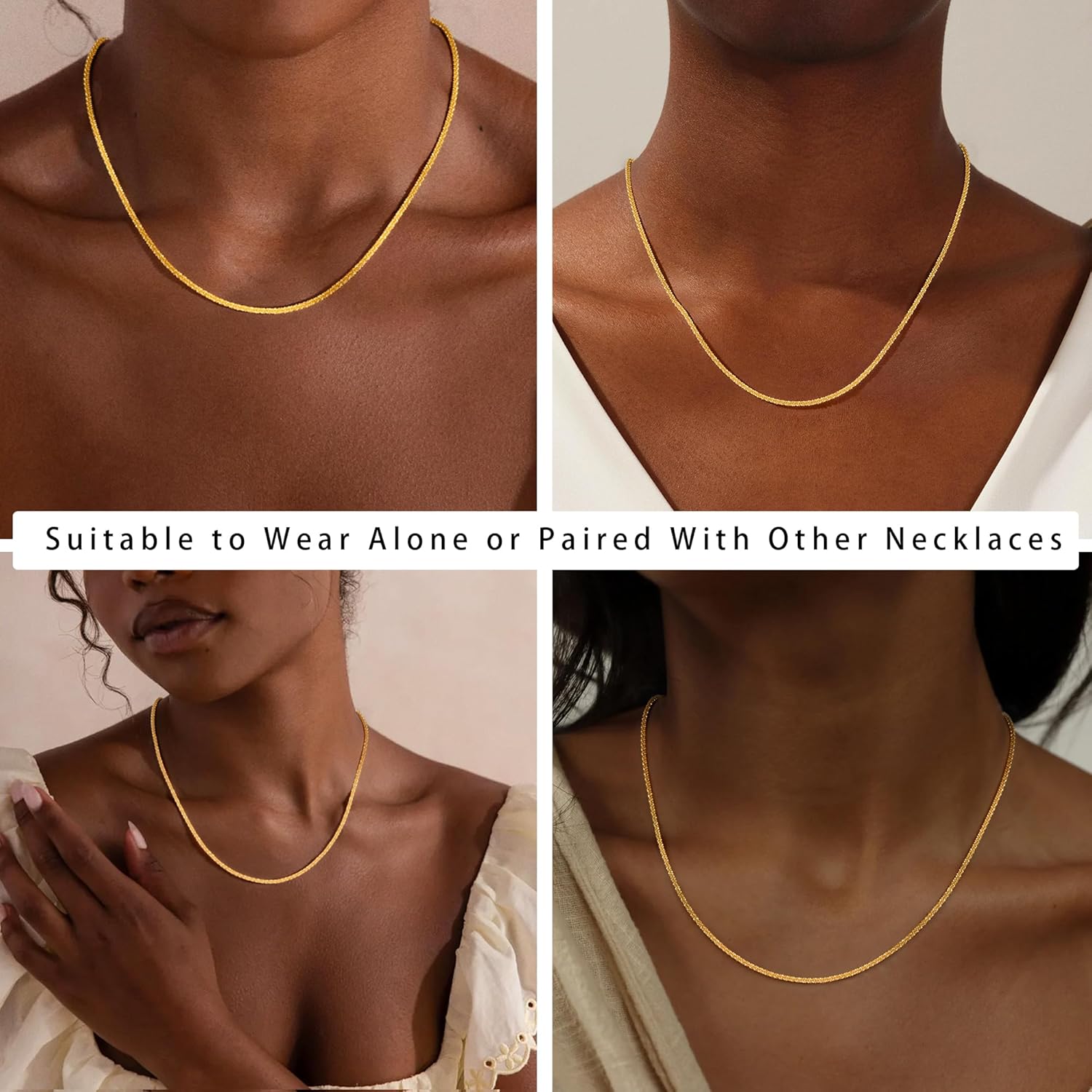 S925 スターリングシルバー キラキラ チェーン ネックレス 女性用 - 0.8mm スターリングシルバー ネックレス 厚手 頑丈