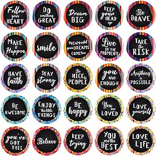 25 Pieces Motivational Refrigerator Magnets Inspirational Magnets Round Quote Magnets for Fridge Classroom Whiteboard Lock...