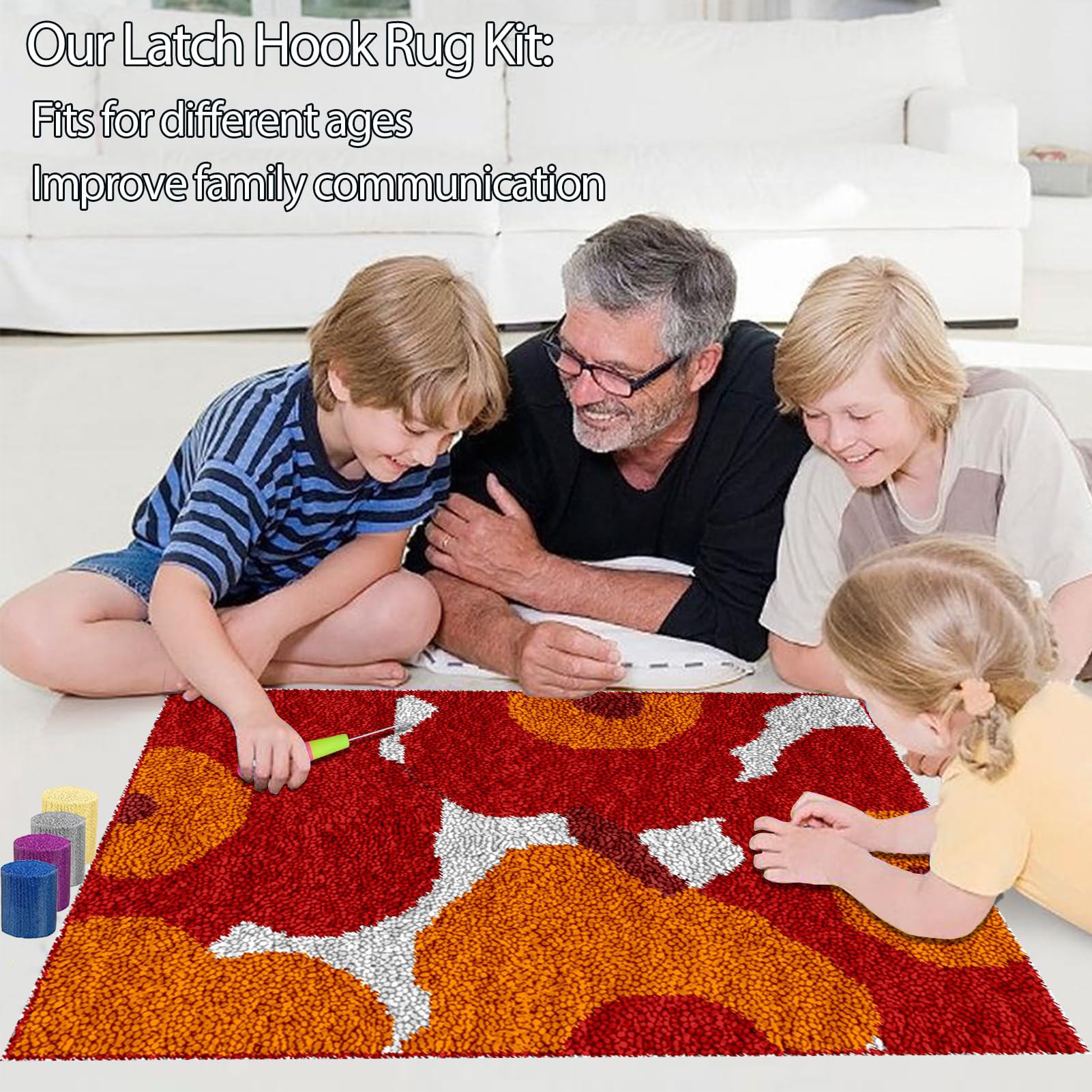 Set di Tappeti da Ricamo Tappeto Annodare Fai da Te 55 x 75 cm