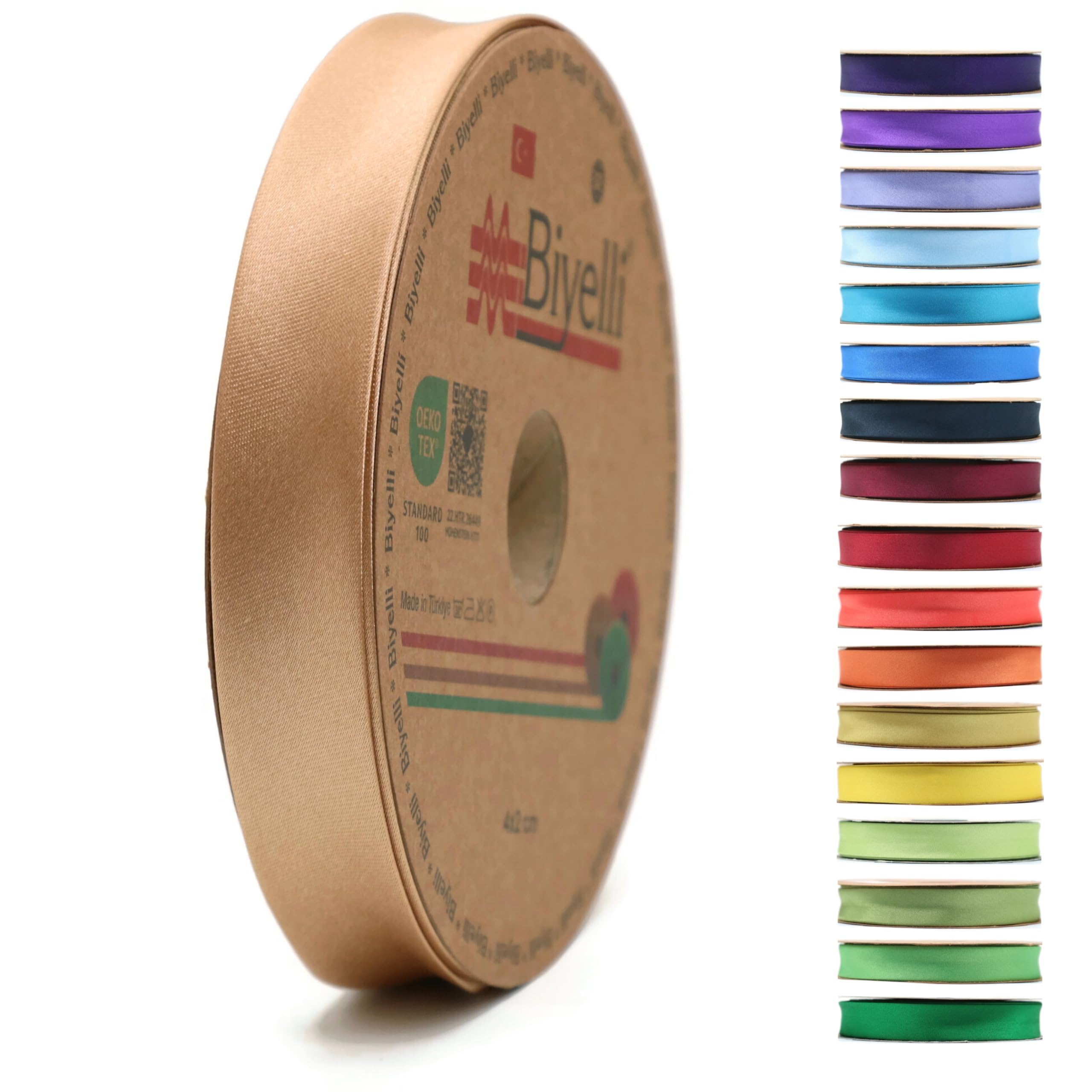 Fold Satin Bias Tape - 99+ Colors - 3/4 Inches Wide - 27 Yards - Fold Satin Binding Bias Ribbon Fabric Piping Bias Binding Tape for Sewing Clothing DIY (80. Nude) BYS80