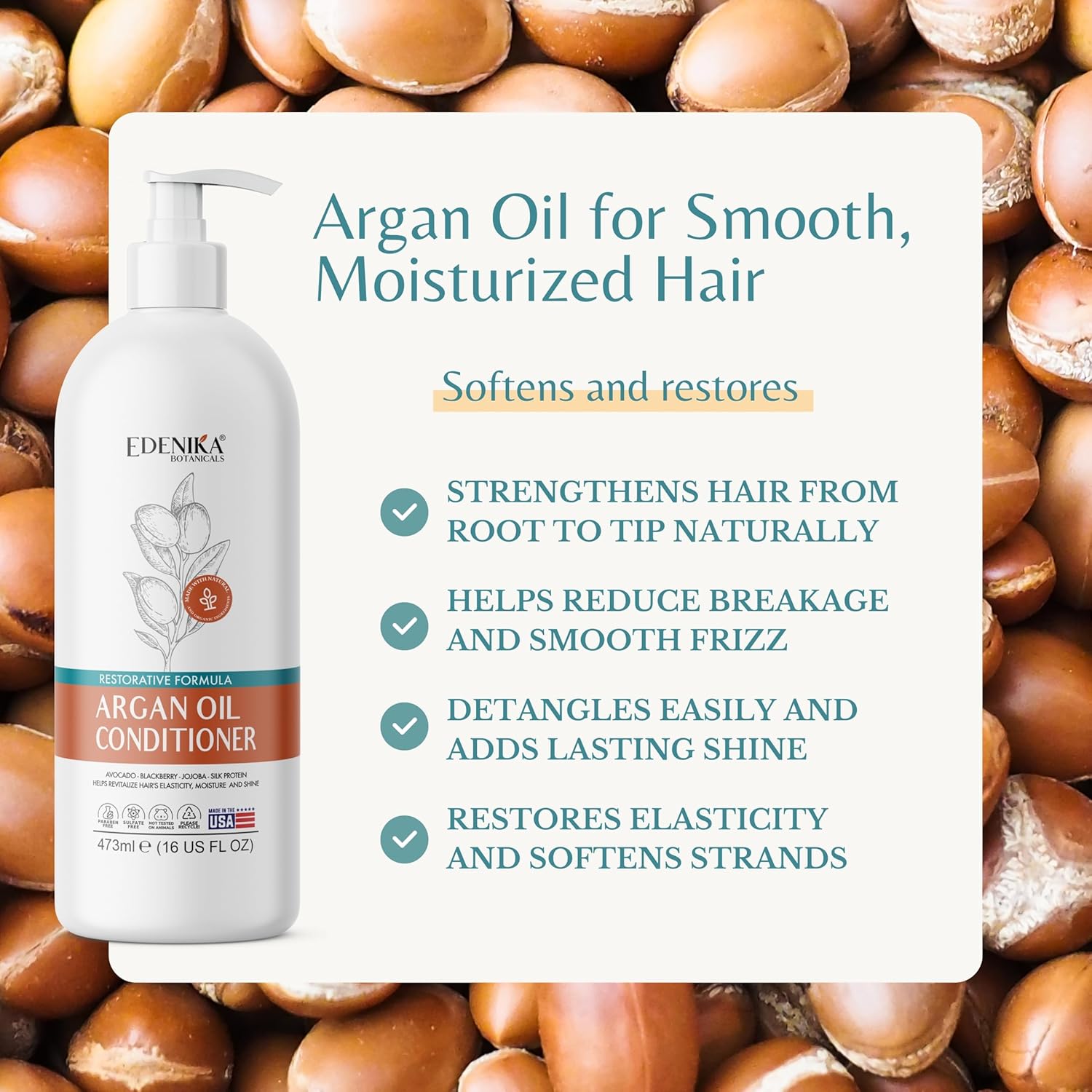 Argan Oil Moisturizing Conditioner with Avocado, Blackberry & Jojoba, 16 fl oz, Restorative & Smoothing Formula, Vegan, Paraben-Free, Sulfate-Free, for All Hair Types - Image 2