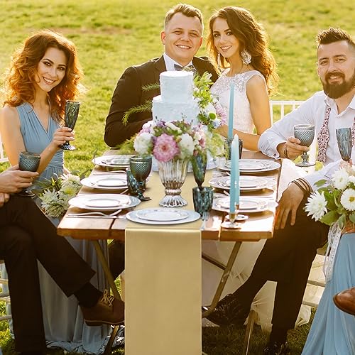 Miniatura 6 de TURSTIN Paquete de 10 caminos de mesa de satén de 12 x 108 pulgadas de largo, de seda brillante, tela suave, decoración de mesa, camino de mesa para