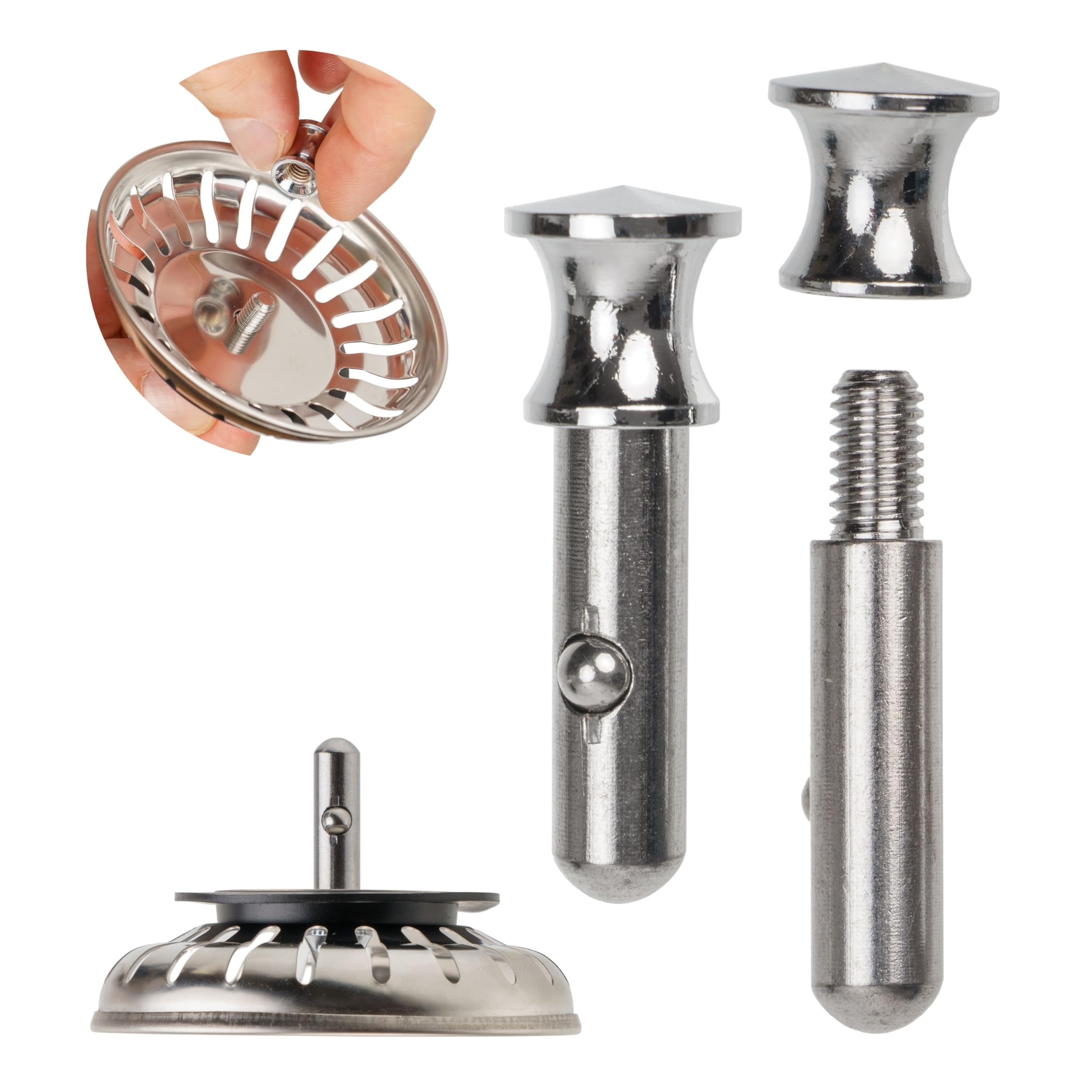 Your Day Mate G2, Ø 7.8 Mm, 25 Mm Strainer Basket Replacement Spigot, 1 Pack, 30 Mm Long Pin With Ball, Protrudes 25 Mm Deep Into The Drain, Ø 7.8 Mm Pin, Brass Spigot Screw, Compatible With Franke, Blanco Drain Fittings