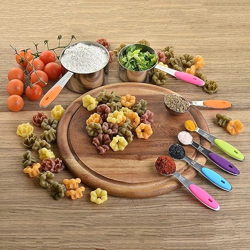 Miniatura 6 de Juego de 10 tazas y cucharas medidoras de acero inoxidable, cuchara de café en polvo, cuchara medidora, cuchara, herramientas para hornear, taza