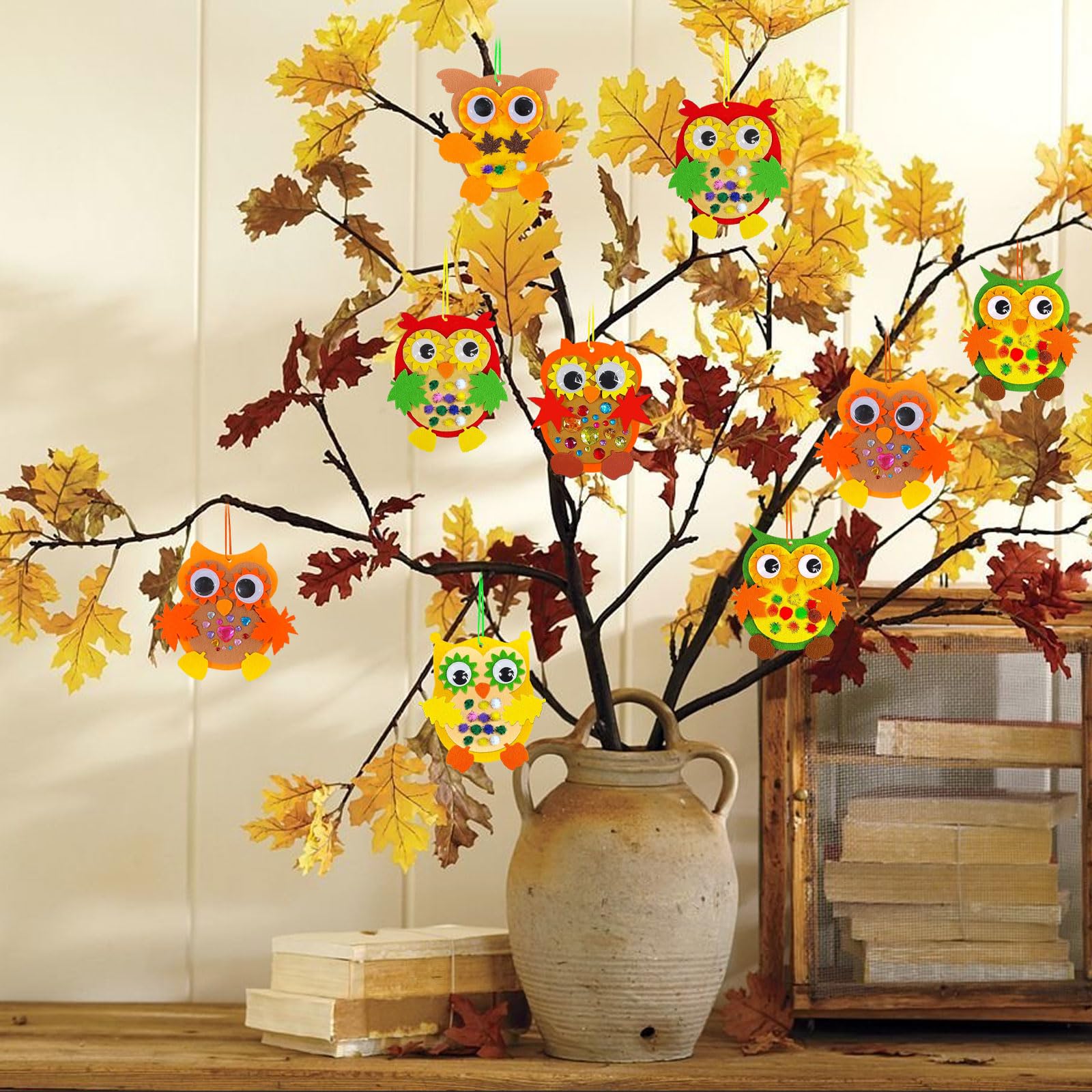 Manualidades Búho Otoño Niños Kit Manualidades Búho De Fieltro - 6 Unidades  Con Hojas De Arce Y Calabazas Actividad Padres Hijos Búho Decoración, image size:1600x1600