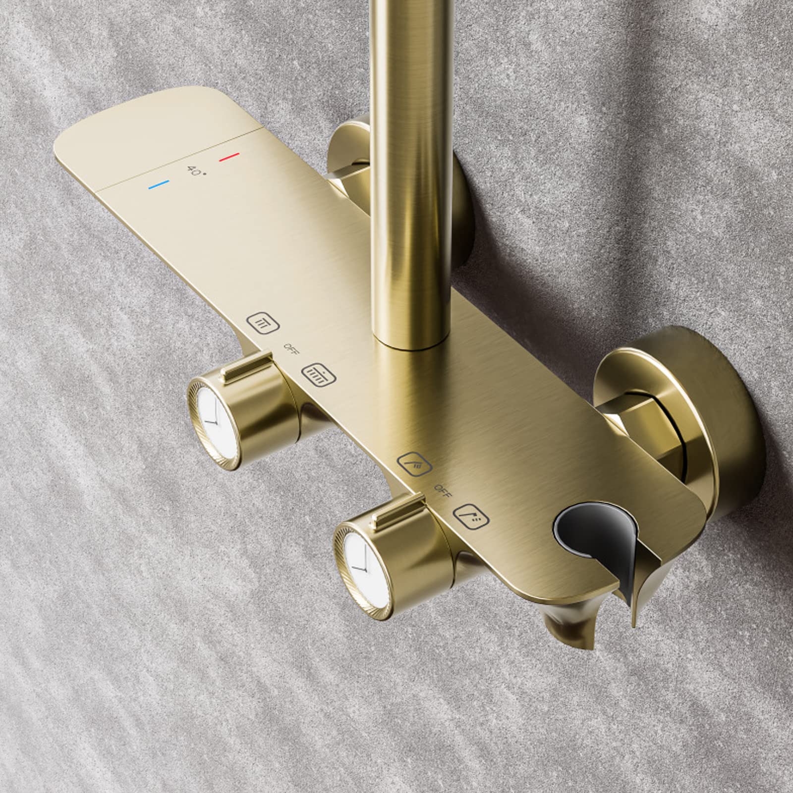 Sistema doccia, sistema doccia termostatico, set completo di rubinetti per doccia a parete, set di rubinetti per doccia per vasca, spruzzatore per WC, soffione doccia a pioggia e doccetta