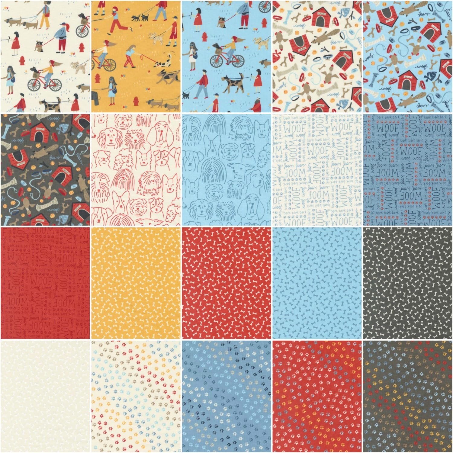 Stacy Iest HSU Dog Daze Layer Cake 42 25,4 cm Quadrate Moda Fabrics 20840LC