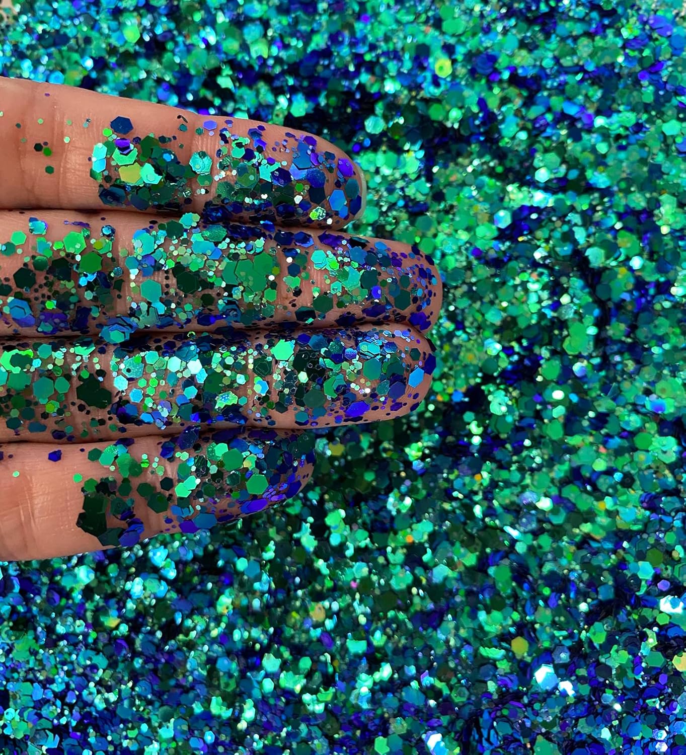 Color Shift - Chunky Cosmetic Glitter ✮ Festival Rave Beauty Makeup Face Body Nail ✮ (Dark Blue/Aqua) : Beauty & Personal Care