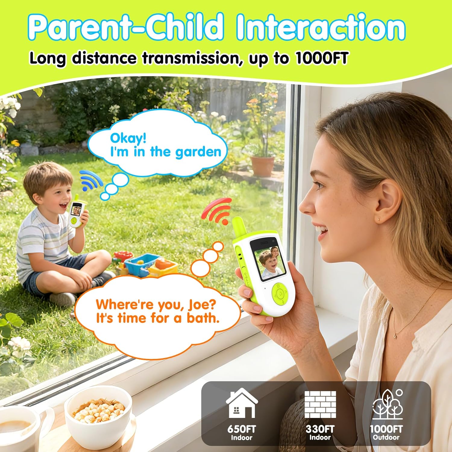 Video Walkie Talkies for Kids, Rechargeable Long Range Smart 2-Way Radio with HD Camera, Video/Voice Chat/Emojis/Games, Educational Outdoor Indoor Toys, Birthday Gifts for Boys Girls Age 4-12 (2 Pack)