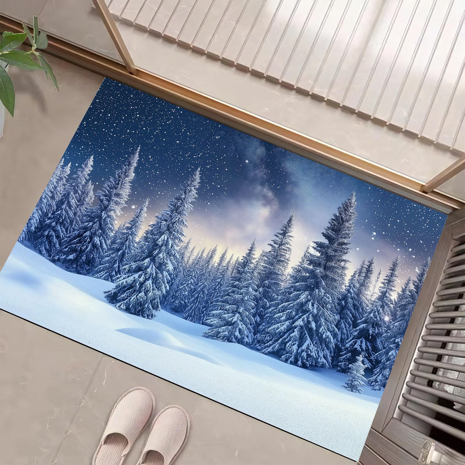 Felpudo de Navidad diseño cielo estrellado para una bienvenida mágica a los invitados