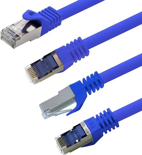 1aTTack.de 0,5m - blu - 10 pezzi - CAT.7 Cavi di Rete (Set) CAT7-10000 MBit/s S-FTP doppia schermatura PIMF 600MHz 4x2xAWG26 / 7 CU rame non contiene alogeni compatibile con CAT5e CAT6 CAT 6a Cat8 - 3