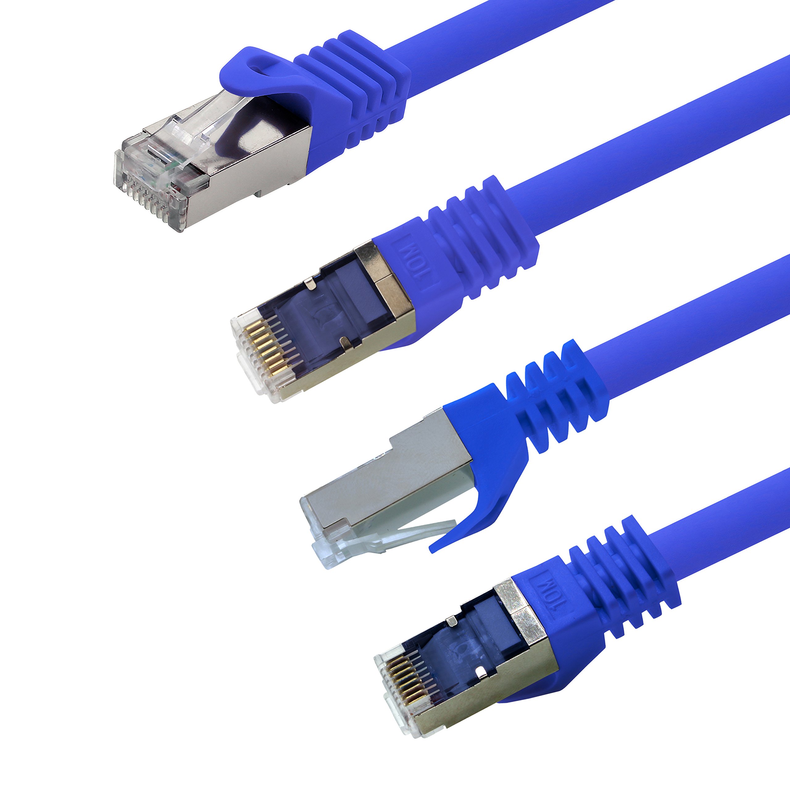 Cable de red Cat. 7, cable de conexión Ethernet, cable de red CAT.7, S-FTP, PIMF, LSZH, compatible con CAT5e, CAT5, CAT6, CAT8, 10 Gb azul - 10 unidades 7,5 m
