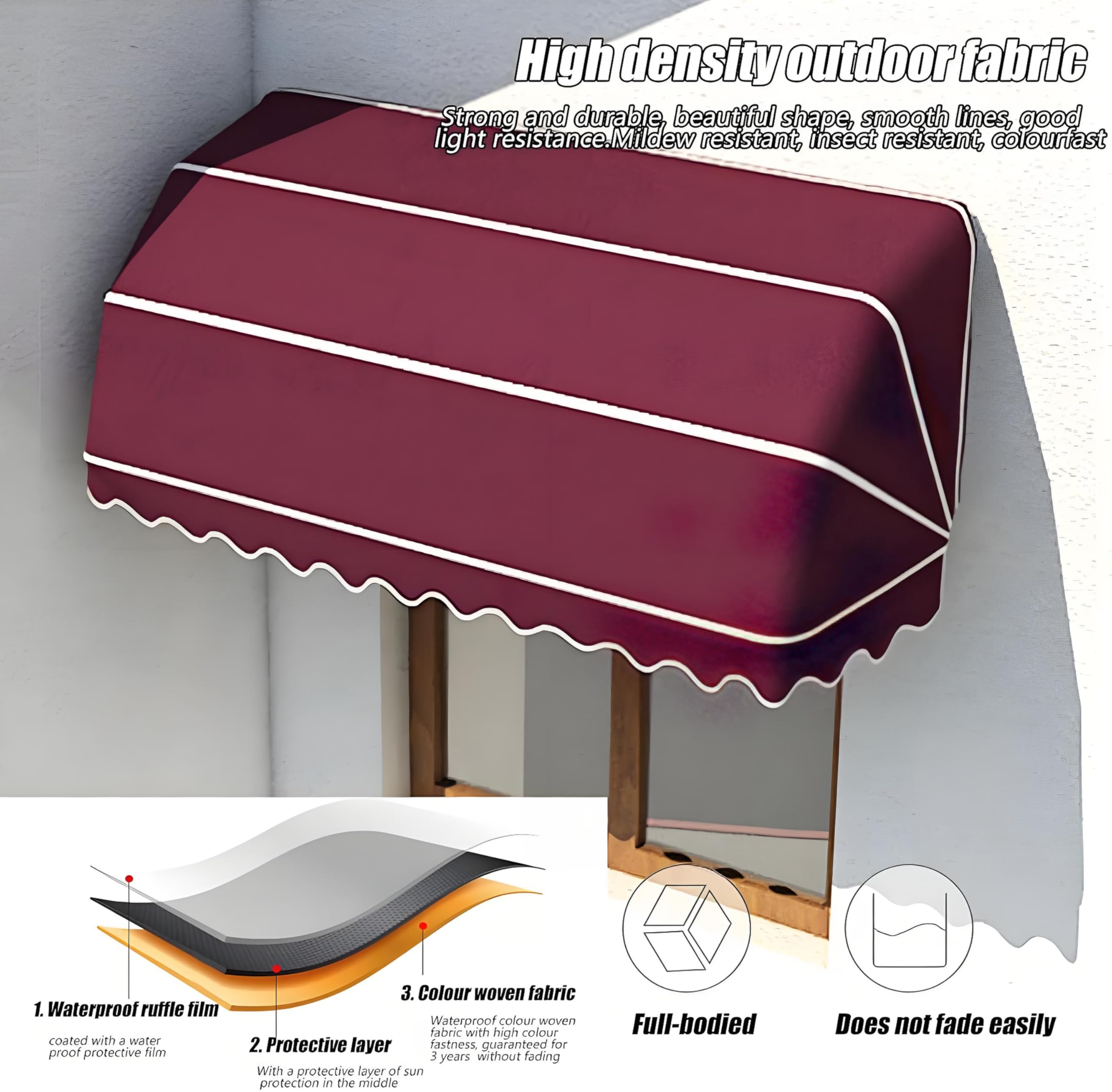 Tenda da sole retrattile con telaio completo e accessori di montaggio, ideale per uso residenziale e commerciale, tessuto resistente per ombra e protezione