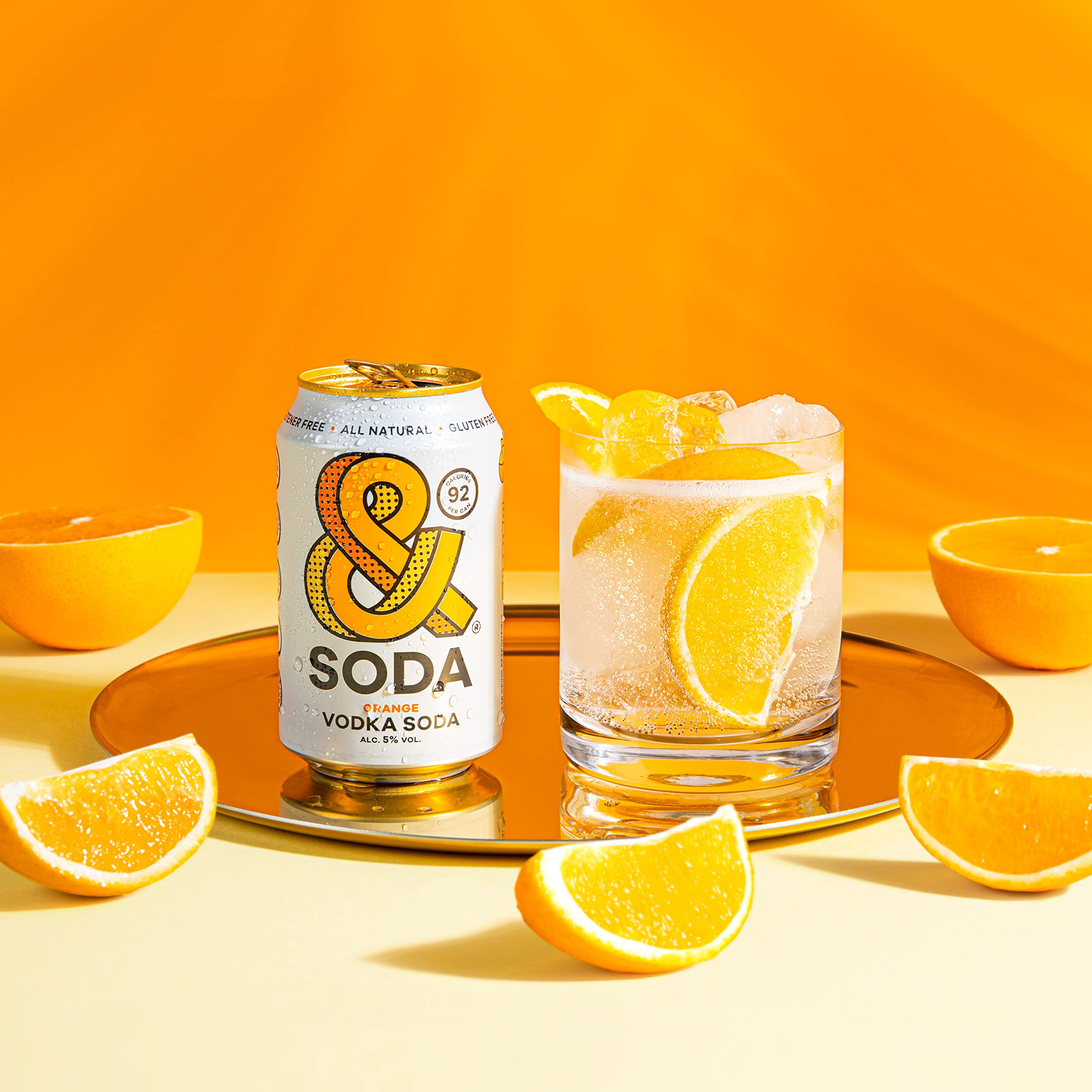 &Soda Vodka & Soda Orange Flavour 12 x 330ml Cans Keto 92 Calories Low Calorie Low