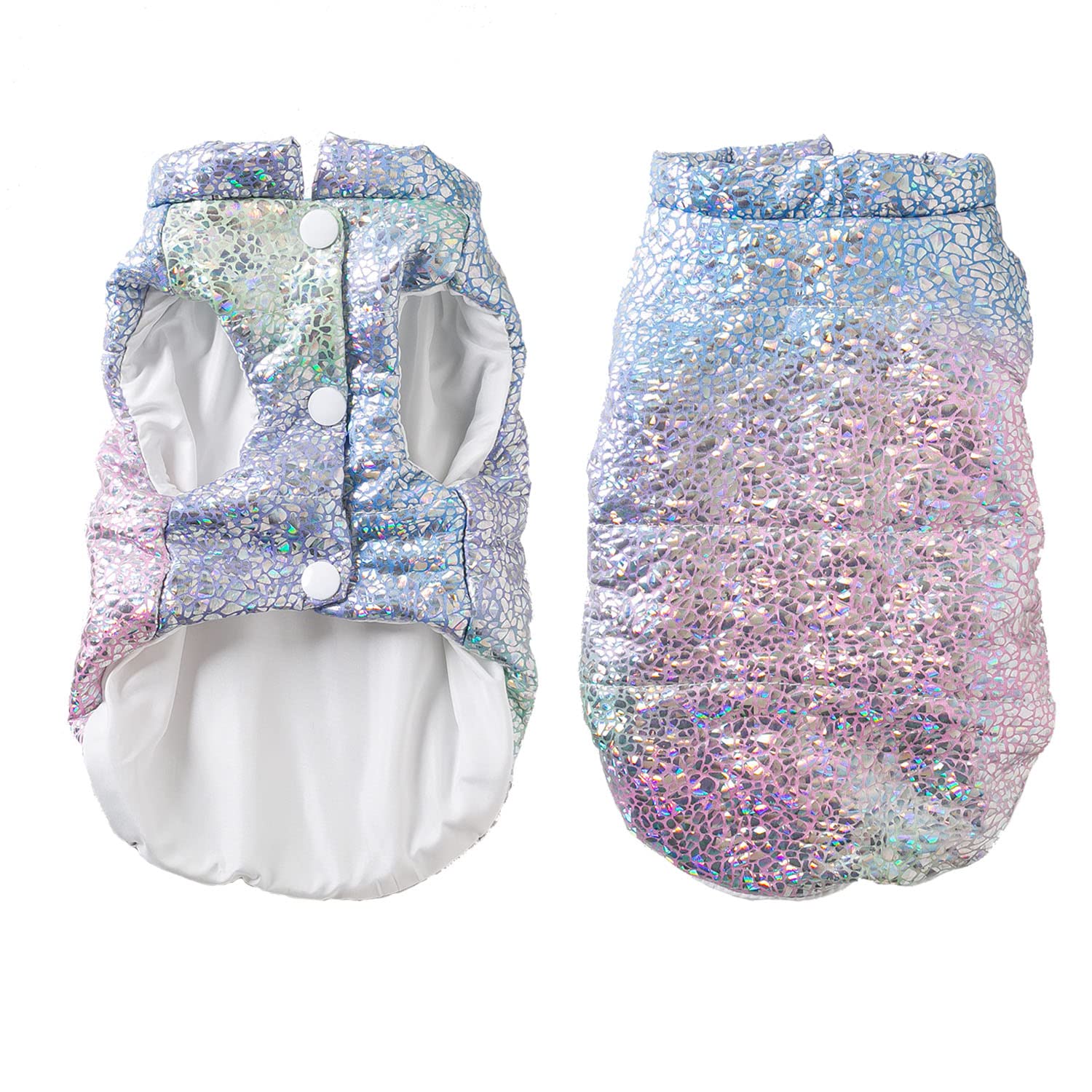 HDKUW Dog Bling Winter Coat, Lightweight Dogs Warm Coat, Waterproof Jacket Vest Apparel for Small Medium Dogs M Pink(Sequin)