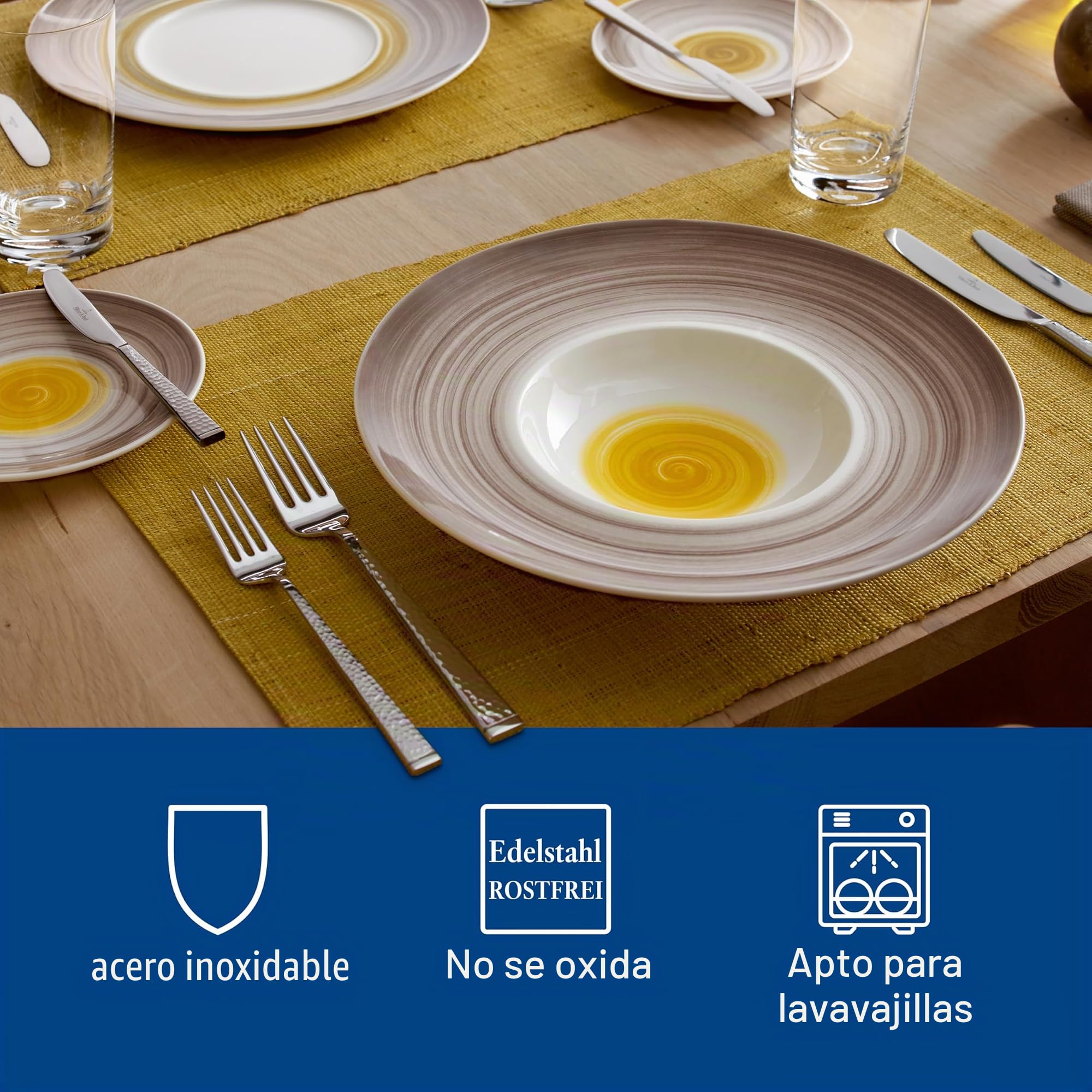 Villeroy & Boch - Blacksmith Cubertería de 70 Piezas para 12 Personas, Apto para Lavavajillas, Set Cubiertos, Acero Inoxidable