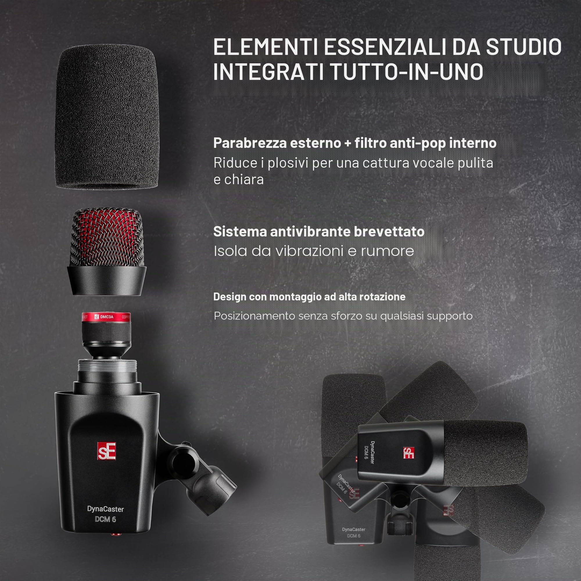 SE Electronics DCM6 Dynacaster DCM 6 Broadcast Microfono, Nero