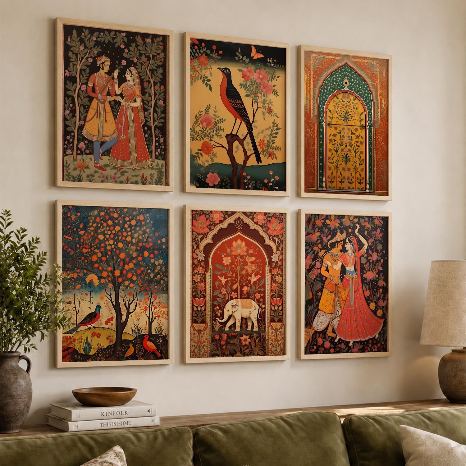 Kotart Madhubani Wall Art - 6 Framed Paintings -4 Kotart Madhubani Wall Art - 6 Framed Paintings -4