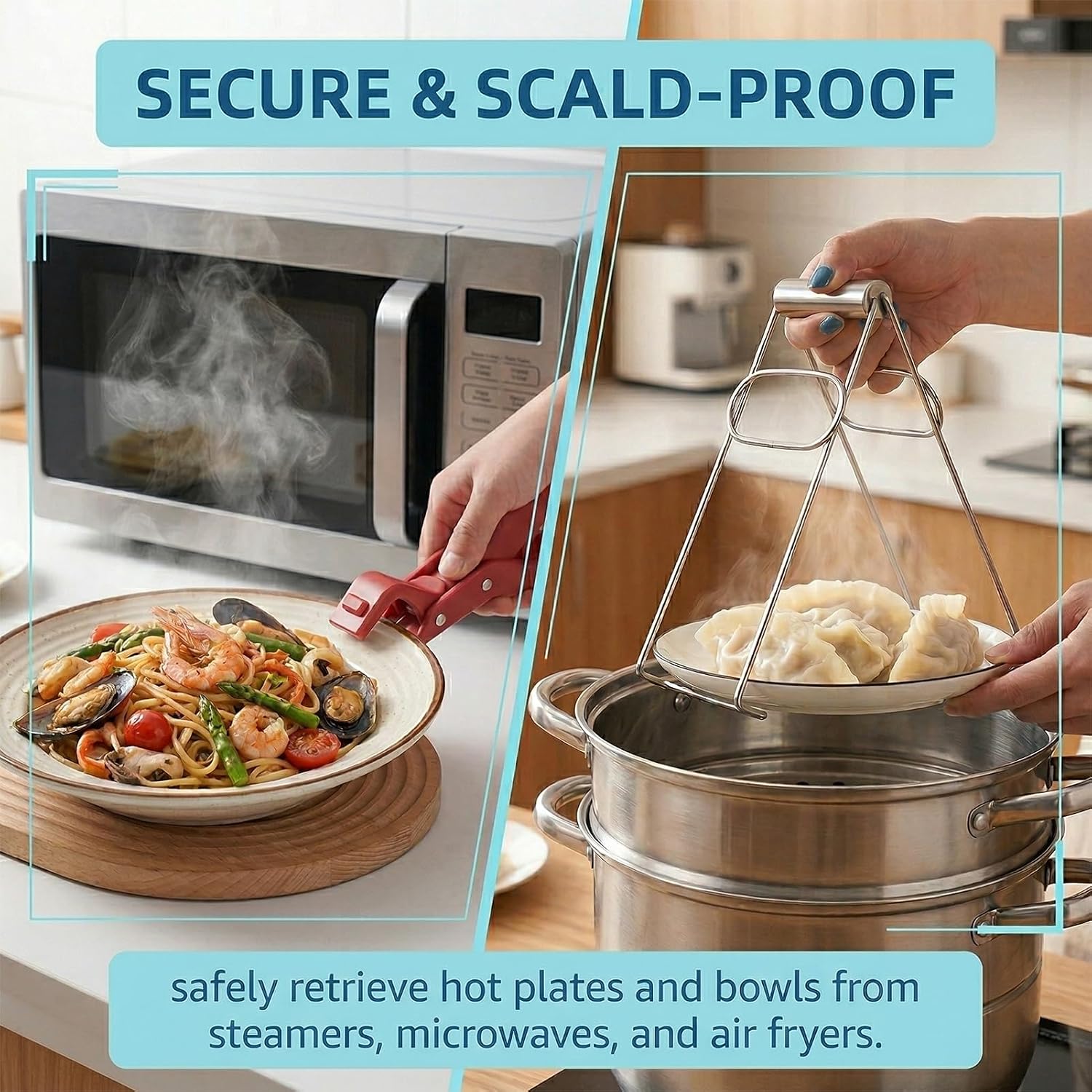 2pcs anti scald bowl holder clip,With carrying tools,Anti Scald Bowl Holder Clip,Dip Clips For Plates,Hot Plate Gripper,Silicone Plate Gripper,Multi-Purpose Clip For Kitchen