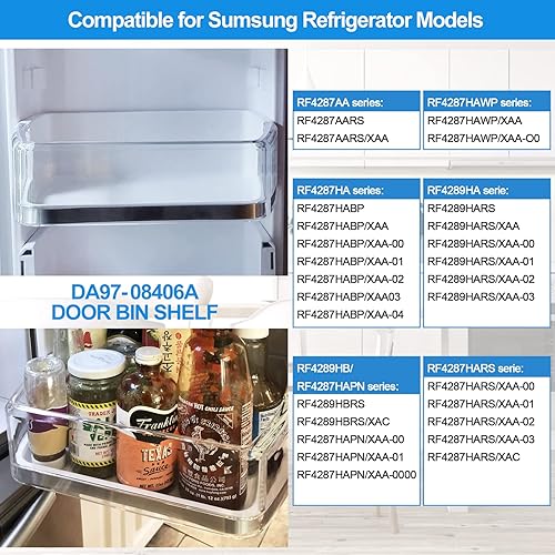 Miniatura 4 de (2 unidades) DA97-08406A actualizado, DA97-08406BC, repuesto de estante derecho para puerta Samsung RF4287HARSRF4289, repuesto de estante de
