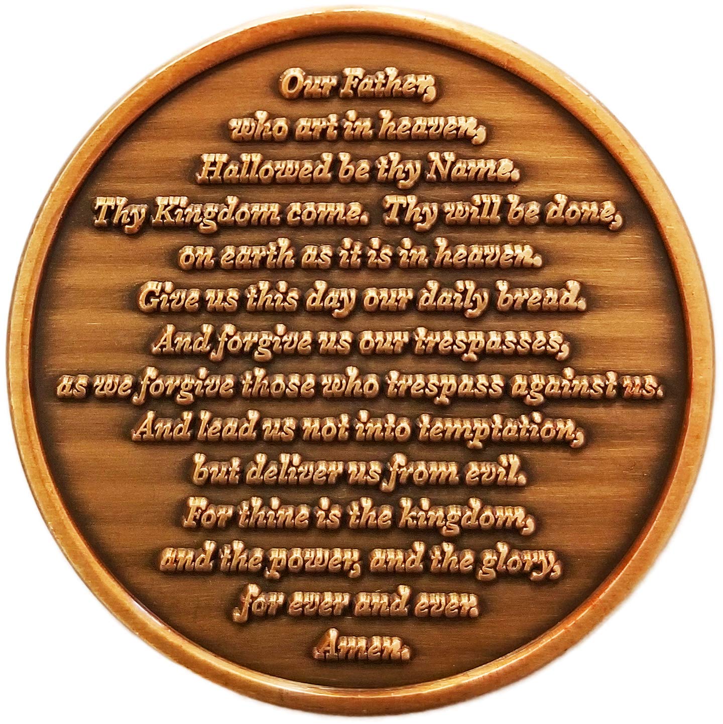 The Lord's Prayer Coin, Bulk Pack of 3, Pray Without Ceasing, Antique Gold-Color Plated Challenge Coin, Our Father Who Art in Heaven Matthew 6:9-13 Gift