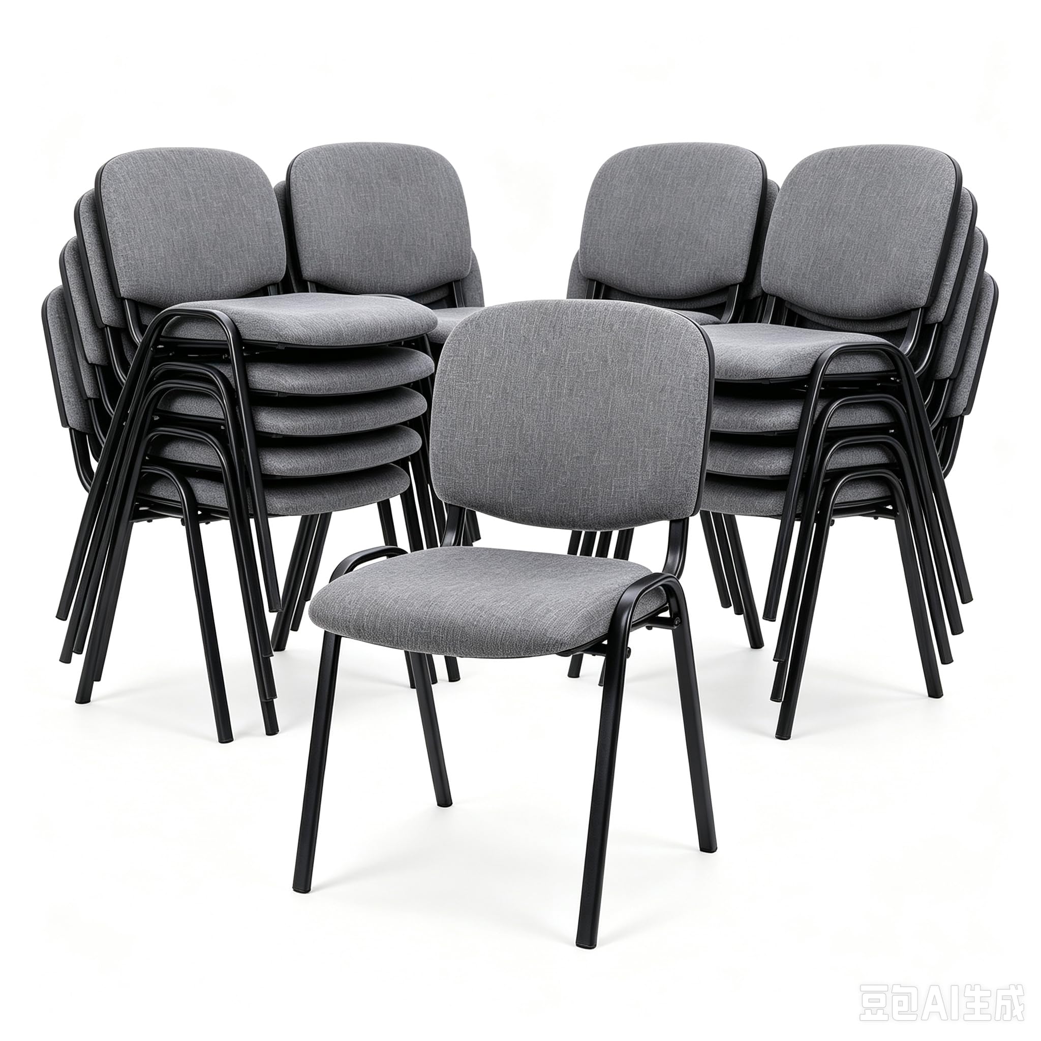 CLATINA Stackable Waiting Room Chairs, Cloth Fabric Guest Reception Chair with Upholstered Thickene Seat and Back Support, Stacking Chair Metal Leg for Office School Church Conference, Gery, 40 Pack