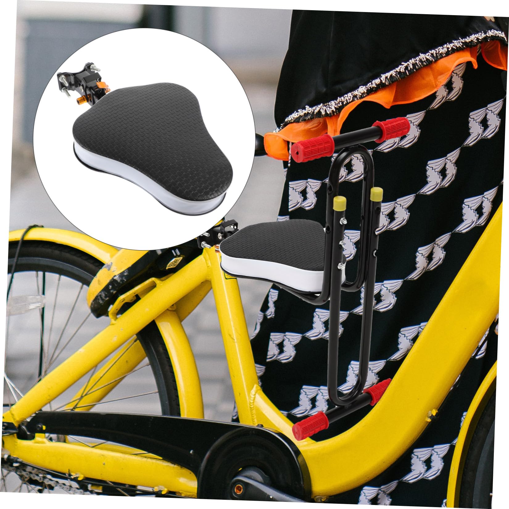 Seggiolino Bambini Bici Anteriore, Seduta in Lamiera D'acciaio Nera | Seduta Fissa Integrata, Supporto senza Saldatura Rinforzata, per Bici Elettrica e Bicicletta