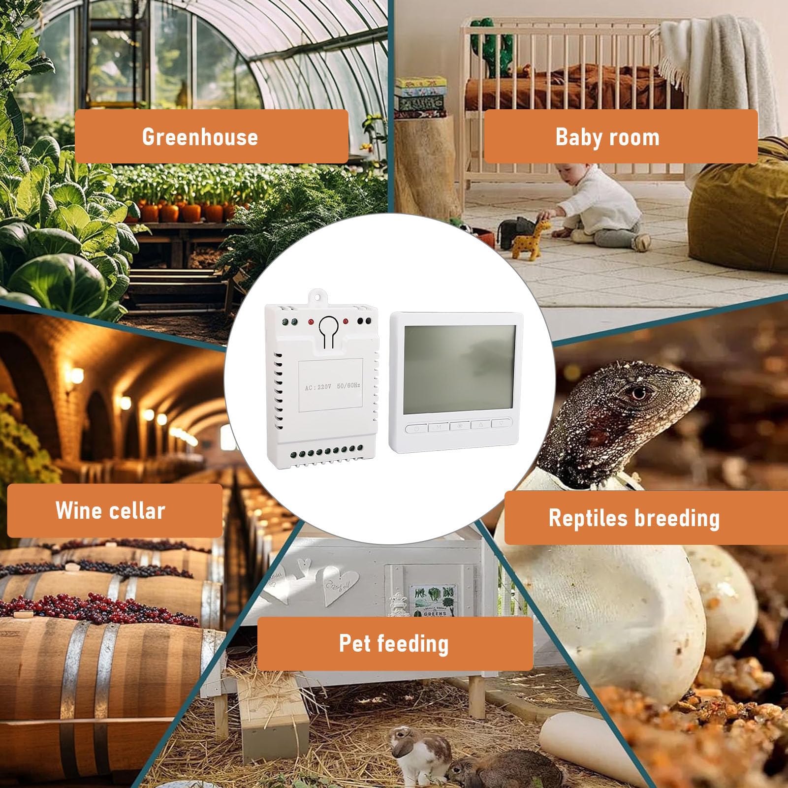 Termostato doméstico Controlador de temperatura inalámbrico RF, termostato con pantalla LCD digital para bomba de calor con ventilador de CA, Plug and Play con controlador de caja