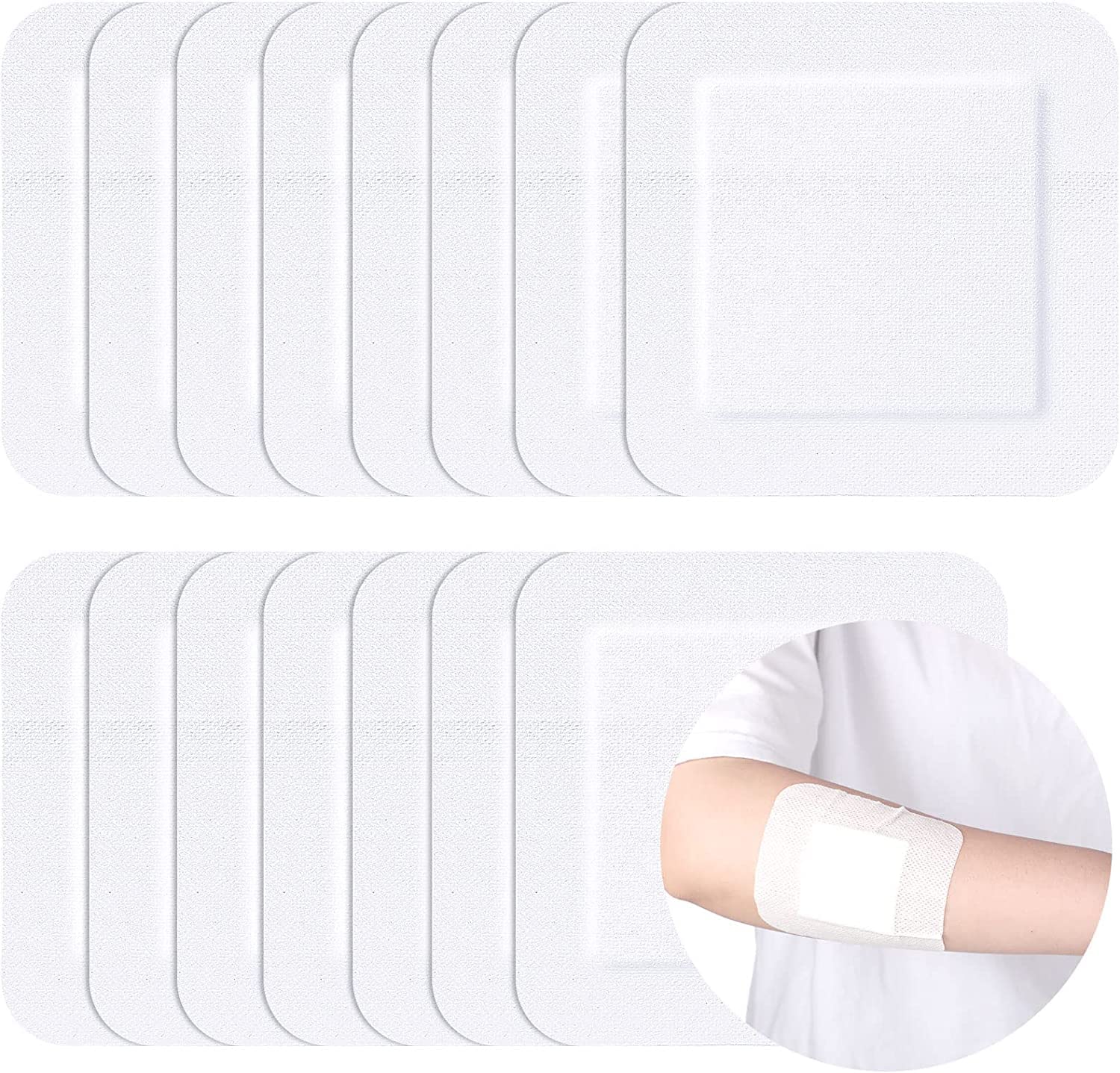 20 PCS Bordered Gauze-Island Dressing Wound Bandage Sterile Adhesive Gauze Pads Patches Post Shower Breathable Borders Individually Packed Pouches Tapes (10 x 10cm)